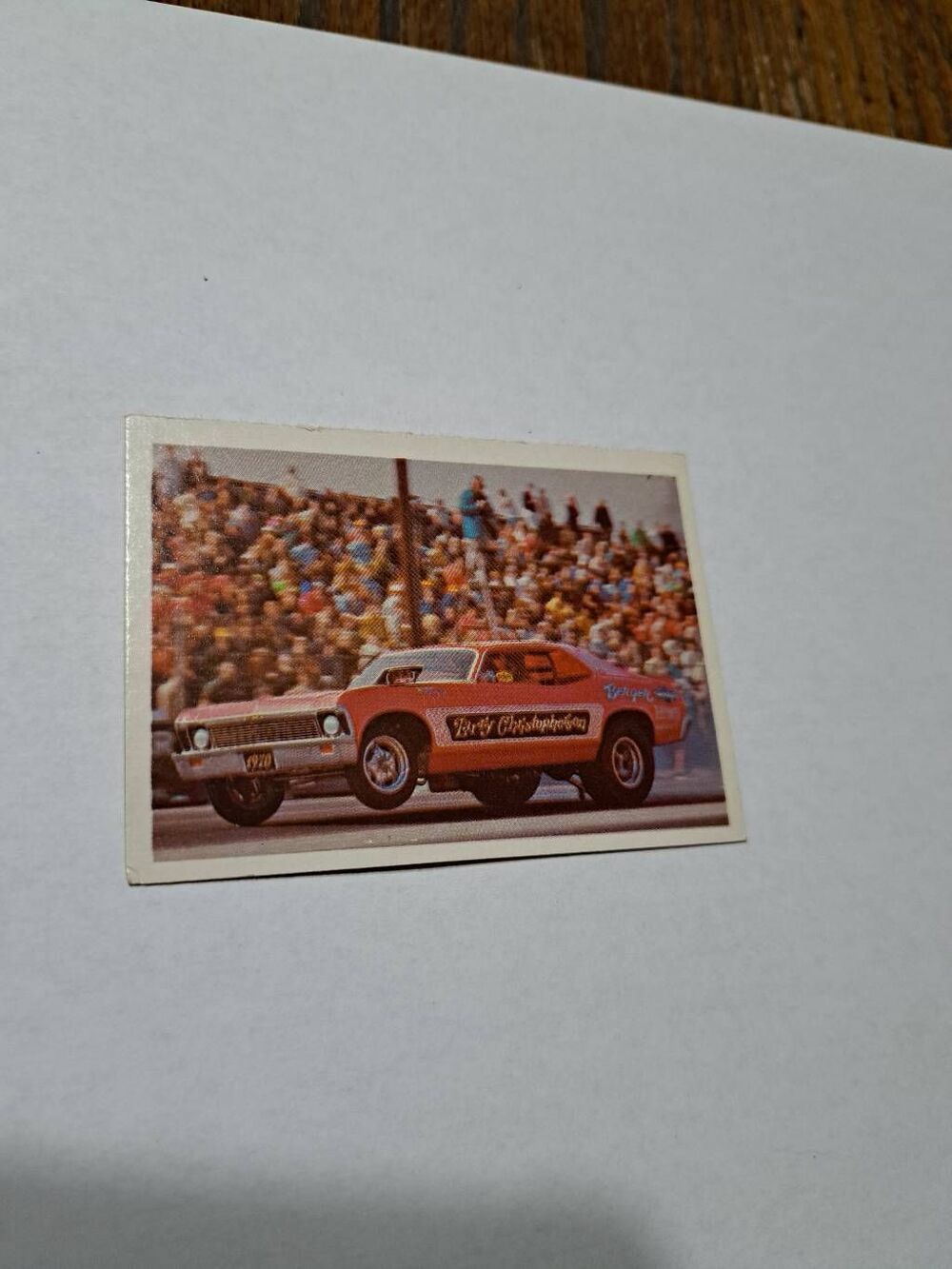 Vintage 1971 Larry Christopher Chevy Funny Car Race Car Fleer Trading Card AHRA